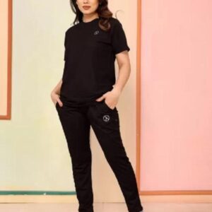 Trendy Printed Tracksuit - 2 Pcs Set in Black