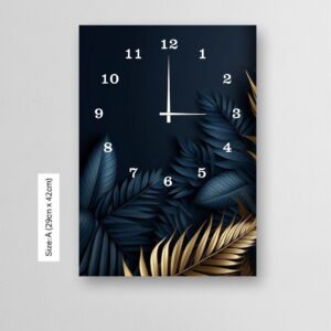 Modern Digital Printed Wall Clock 12x16 inch Wooden Frame for Home Office