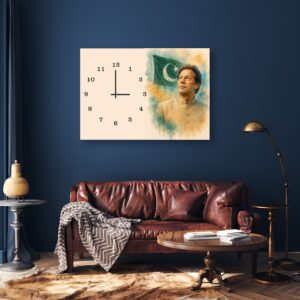 Modern Digital Printed Wall Clock 12x16 inch Wooden Frame for Home Office